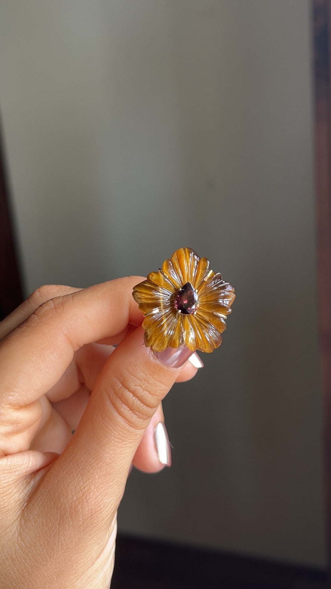 14k “Tiger Lily” ring in Tigers Eye