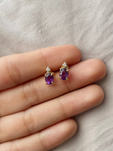 14k Amethyst & Diamond Studs