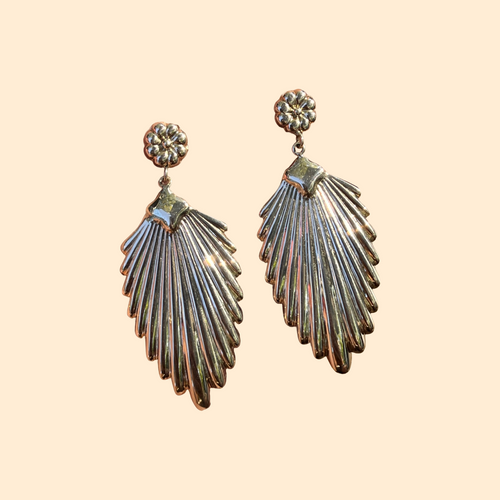 14k Vintage Fan Earrings