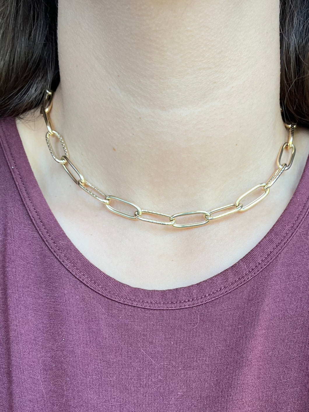 14k Gold Oval Textured Link