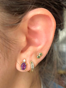 14k Amethyst & Diamond Studs