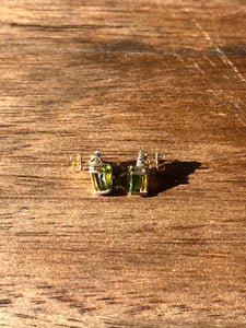 14k Peridot and Diamond Studs