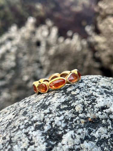 18k Solid Gold Orange Sapphire Eternity Band