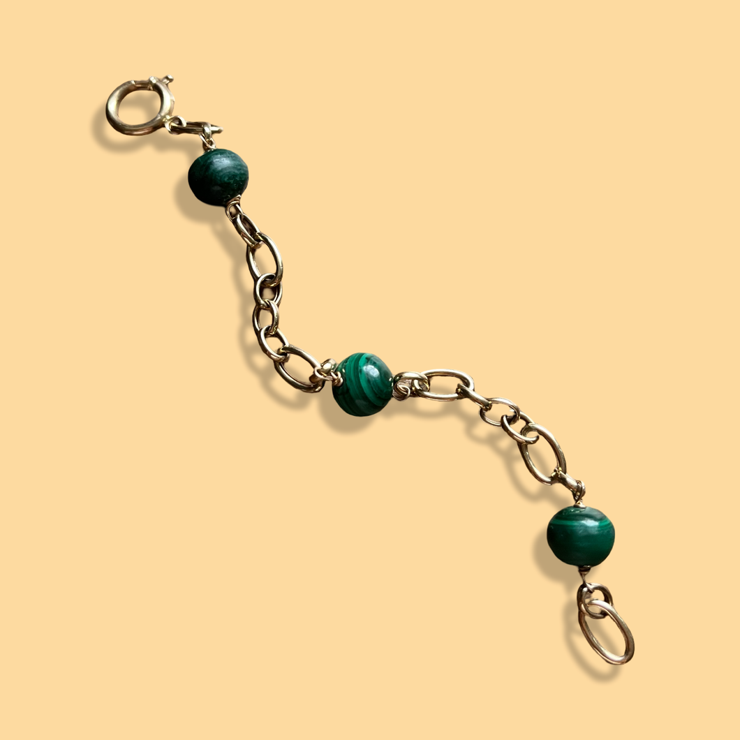 “Path Finder” 14k Malachite Bracelet