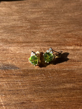 14k Peridot and Diamond Studs