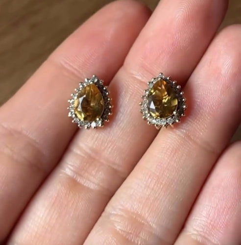 14k Citrine & Diamond Studs