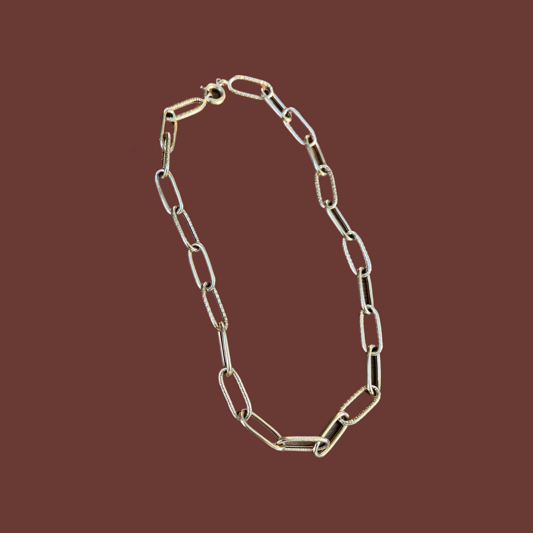14k Gold Oval Textured Link
