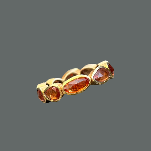 18k Solid Gold Orange Sapphire Eternity Band