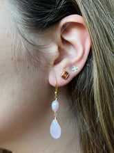 Rose Quartz and Pearl Drop Earrings
