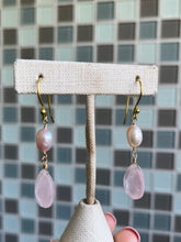 Rose Quartz and Pearl Drop Earrings